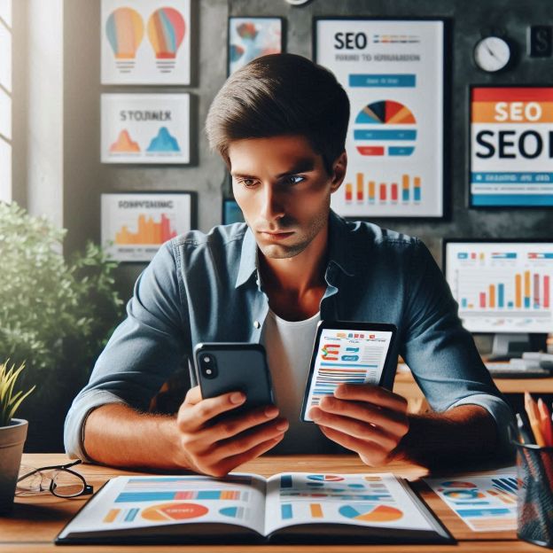 marketer using a smartphone