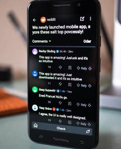 smart phone showing reddit application